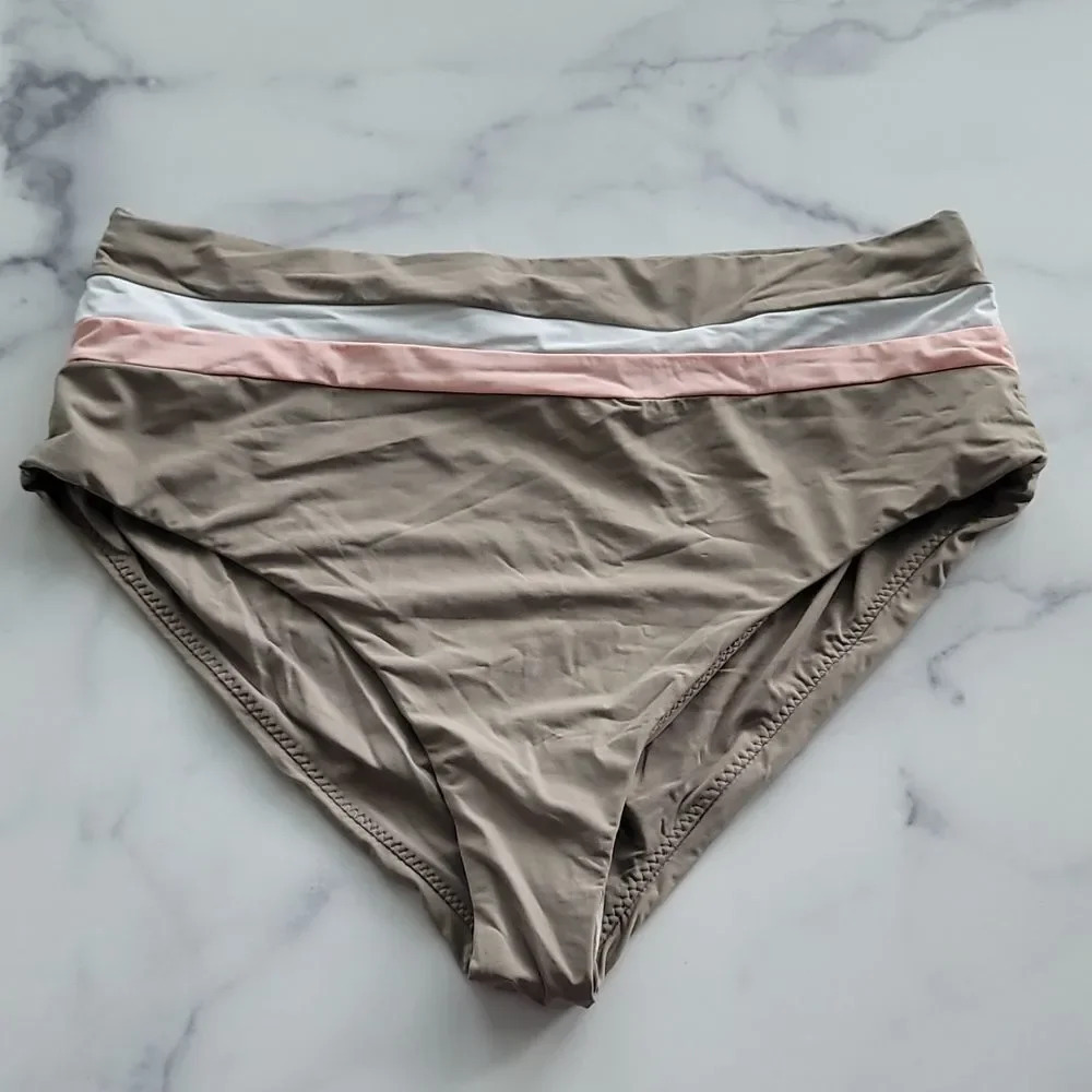 NWOT Radio Fiji Stripe high waisted cheeky swim bikini bottom
